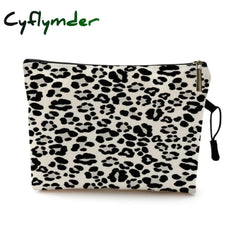 Water Resistant Makeup Bag Zebra Stripe Brown Pink Leopard Print Linen Cosmetic Organizer Women