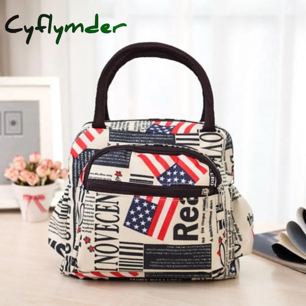 Waterproof Picnic Lunch Bag Portable Oxford Canvas Tote Bags Food Storage For Women Box Printing