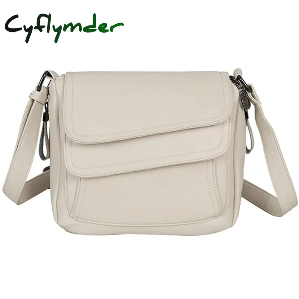 Winter White Handbag Soft Leather Luxury Handbags Women Bags Designer Female Shoulder Messenger Bag