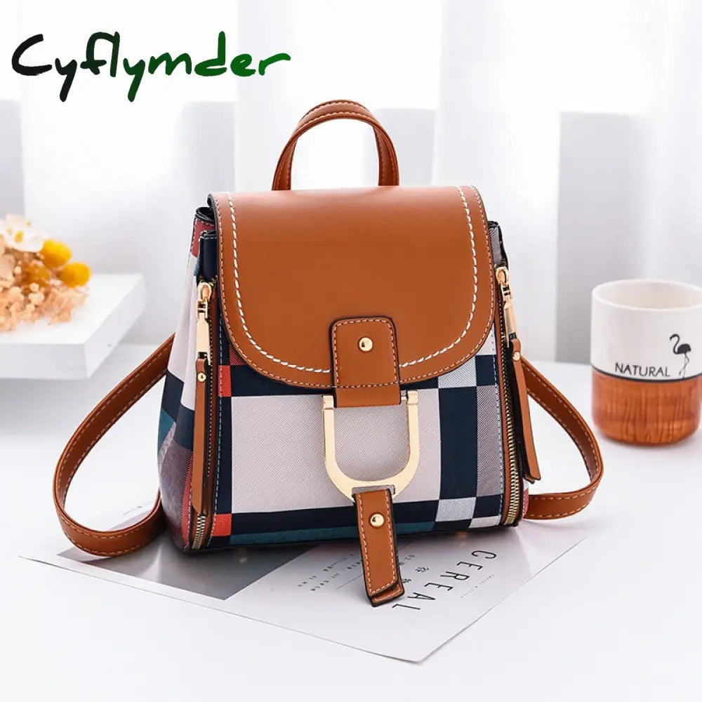 Women Backpack With Free Gift Multiple Using Grid Backpacks Female School Bag Girls Travel Purse