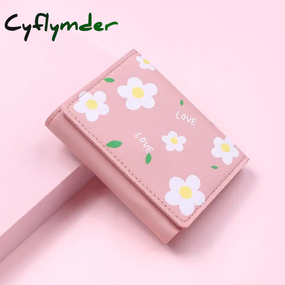 Women Cute Flower Wallet Small Hasp Girl Brand Designed Pu Leather Coin Purse Female Card Holder