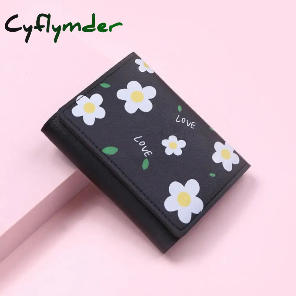 Women Cute Flower Wallet Small Hasp Girl Brand Designed Pu Leather Coin Purse Female Card Holder