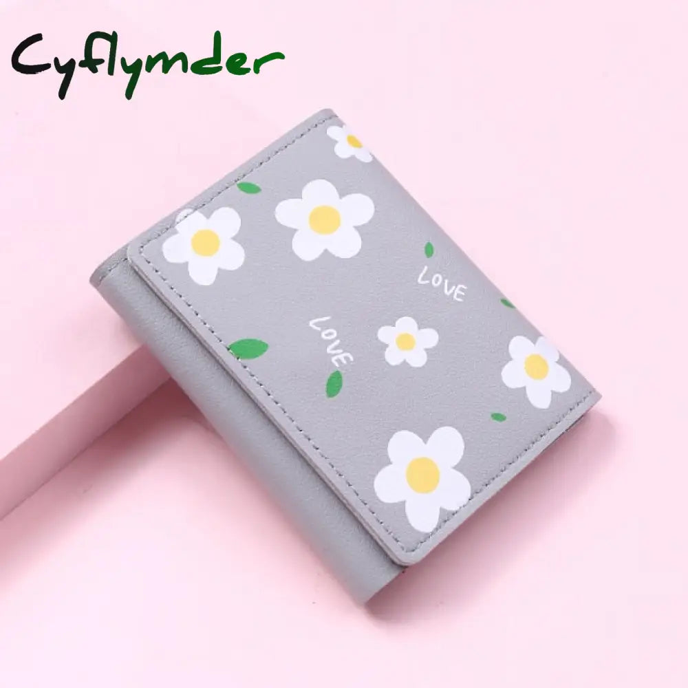 Women Cute Flower Wallet Small Hasp Girl Brand Designed Pu Leather Coin Purse Female Card Holder