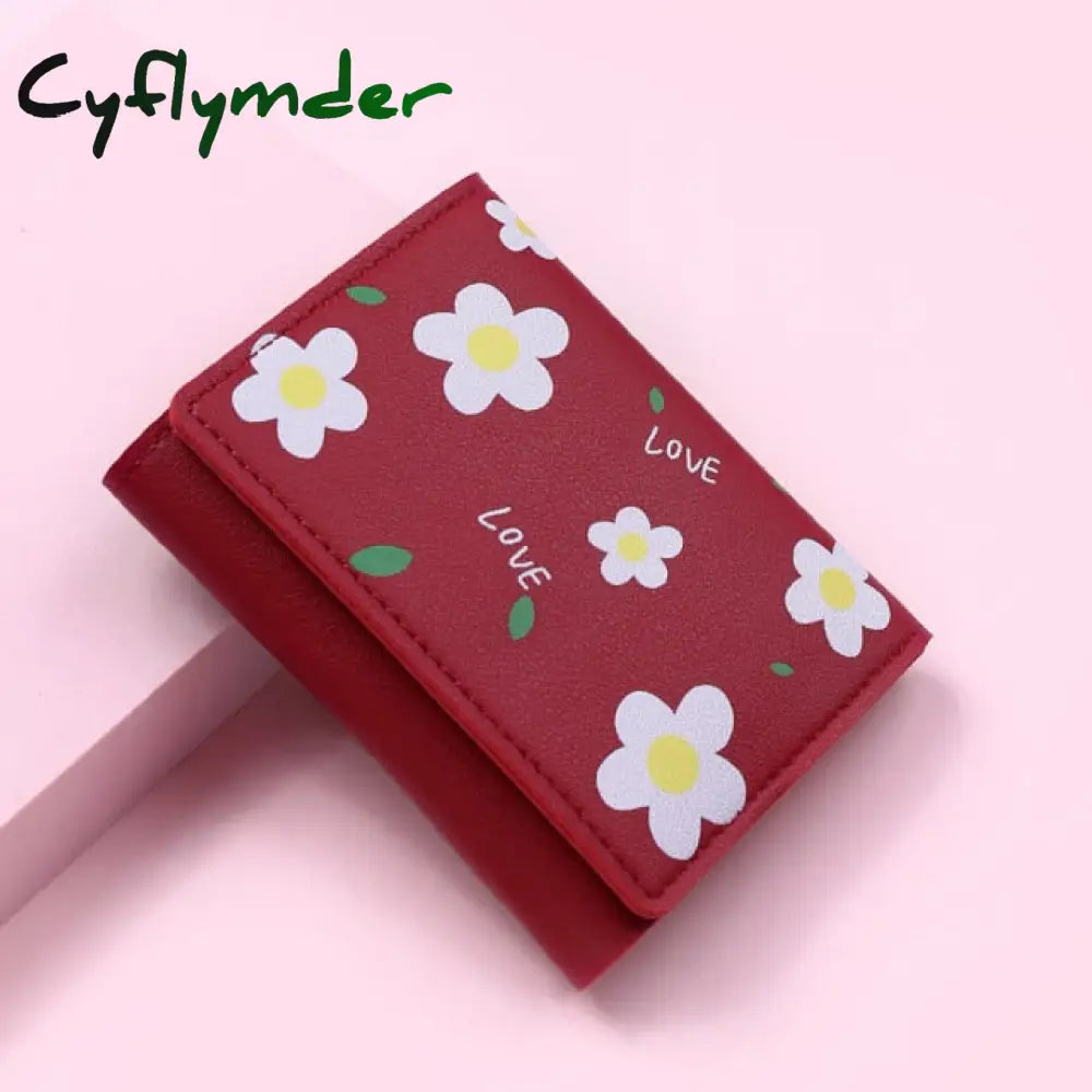 Women Cute Flower Wallet Small Hasp Girl Brand Designed Pu Leather Coin Purse Female Card Holder