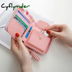 Women Fashion Short Wallet Female Korean Tassel Small Simple Square Zipper Lady Coin Purse Cute