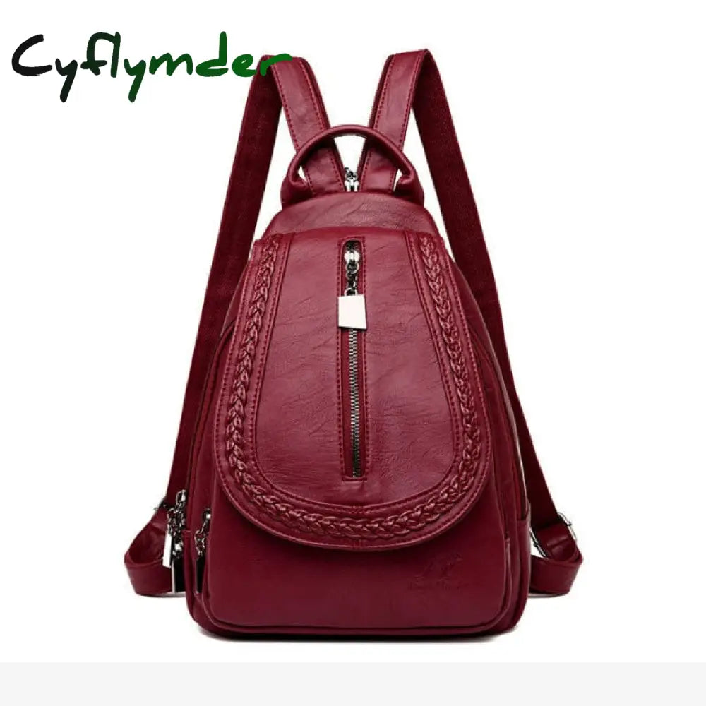 Women Leather Backpacks Zipper Female Chest Bag Sac A Dos Travel Back Pack Ladies Bagpack Mochilas