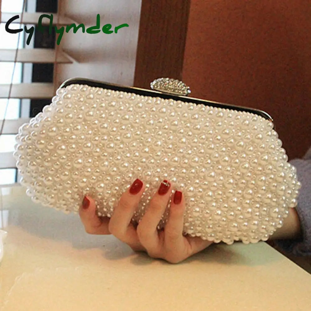 Women Messenger Beaded Women Vintage Evening Bags Imitation Pearl Shell Bag Shoulder Diamonds