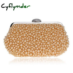 Women Messenger Beaded Women Vintage Evening Bags Imitation Pearl Shell Bag Shoulder Diamonds