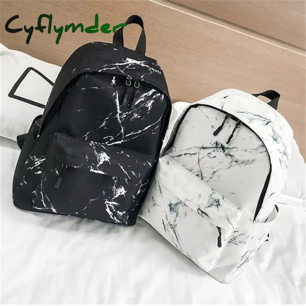 Women Teenager Backpack Boys Girls Marble Stone Print Rucksack Canvas Shoulder Bag School Mochila