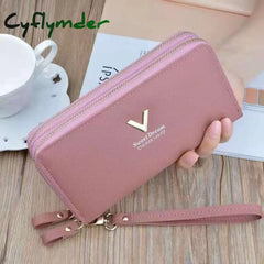 Women Wallet Long Crown Double Zipper Embroidery Thread Ladies Hand Multi-Card Fashion Wild Mobile