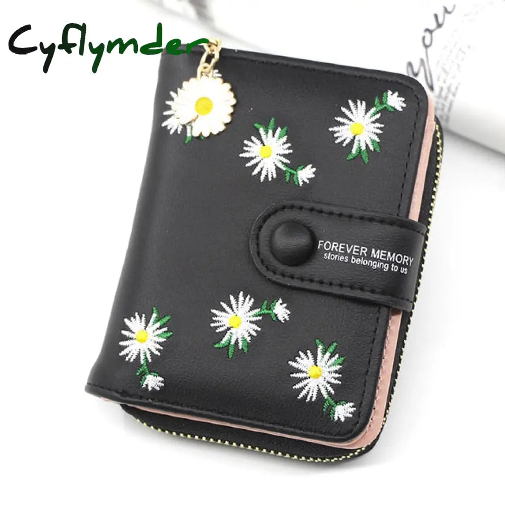 Women Wallets Small Embroidery Leather Purse Ladies Card Bag For Clutch Female Money Clip Wallet