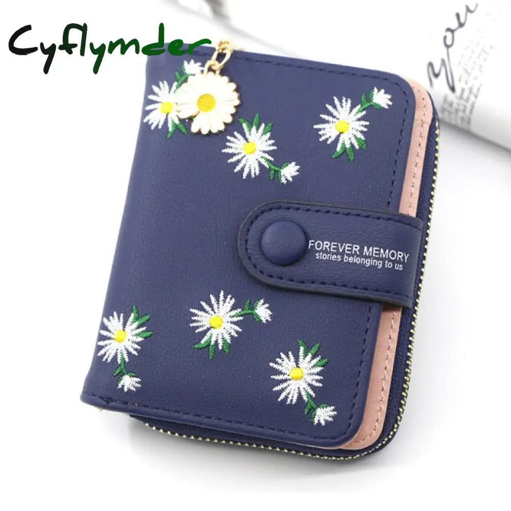 Women Wallets Small Embroidery Leather Purse Ladies Card Bag For Clutch Female Money Clip Wallet