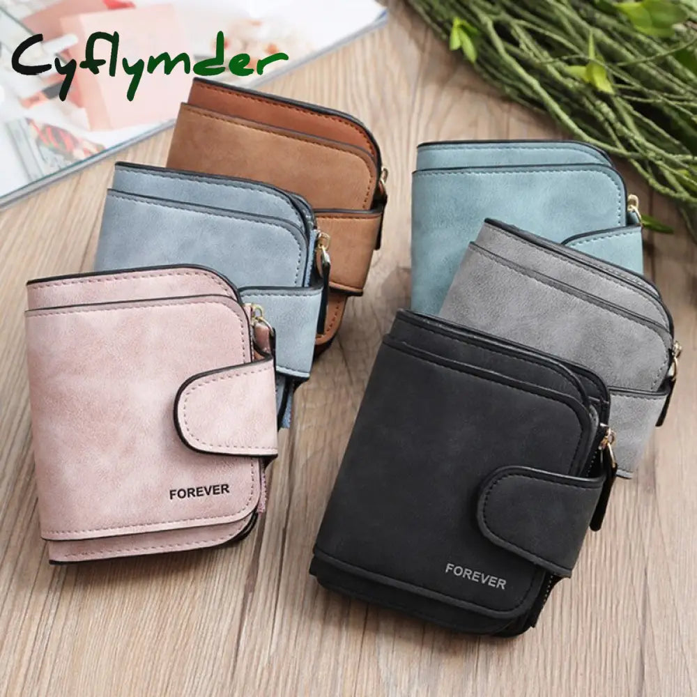 Women’s Multi-Function Short Wallets Pu Leather Matte High-Capacity Casual Coin Purse Zipper