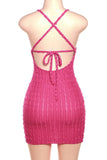 Cyflymder - Pink Sexy Solid Bandage Backless Spaghetti Strap Sleeveless Dress Dresses