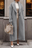 Cyflymder - Grey Casual Solid Cardigan Turndown Collar Outerwear