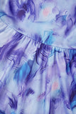 Cyflymder - Blue Casual Print Fold V Neck Sleeveless Dress Dresses