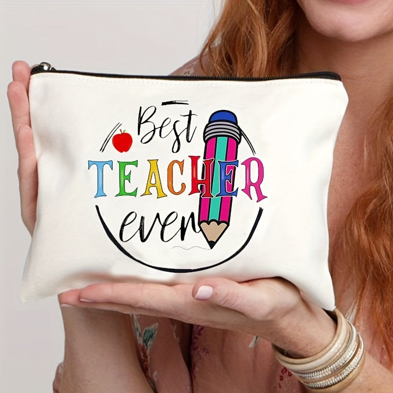 Cyflymder 1 Pc Teacher Love Inspire Print Cosmetic Bag, Women Makeup Bag Pouch Travel Toiletry Organizer, Back To School Teacher Gift