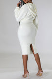 Cyflymder - Grey Sexy Solid Patchwork Hooded Collar One Step Skirt Dresses