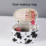 Cyflymder Cute Cow Printed Makeup Bag with Large Capacity and Zipper Closure - Perfect for Organizing and Storing Cosmetics