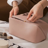Cyflymder Large-Capacity Travel Cosmetic Bag Portable Leather Makeup Pouch Women Waterproof Bathroom Washbag Multifunction Toiletry Kit