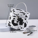Cyflymder Cute Cow Printed Makeup Bag with Large Capacity and Zipper Closure - Perfect for Organizing and Storing Cosmetics
