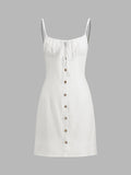 Cyflymder - Darling Linen Plain Mini Dress