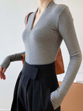 Cyflymder - Solid Long Sleeve Knit Top