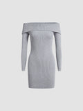 Cyflymder - Solid Off Shoulder Ribbed Short Dress