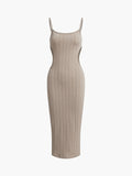 Cyflymder - Texture Waist Cutout Bodycon Long Dress