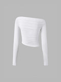 Cyflymder - Asymmetrical Off Shoulder Long Sleeve Shirt