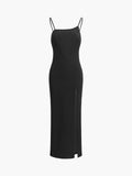 Cyflymder - Oblique Strap Slit Long Dress