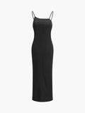 Cyflymder - Oblique Strap Slit Long Dress