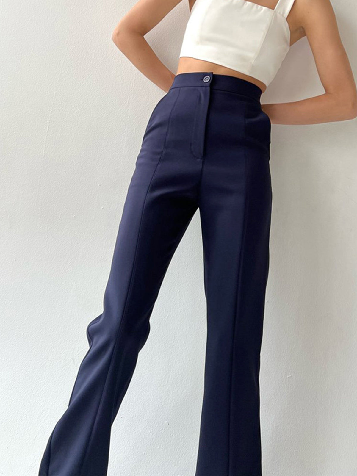Cyflymder- Fitted Straight Leg Slit Pants