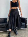 Cyflymder- Zippered Satin A-Line Midi Skirt