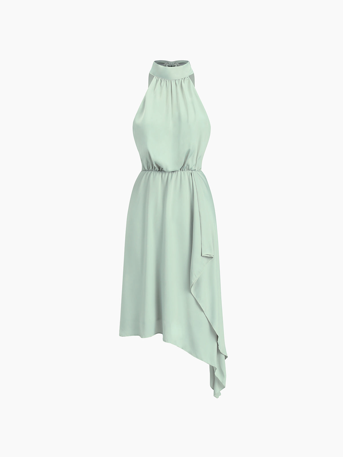 Cyflymder - Oblique Hem Tied Halter Short Dress