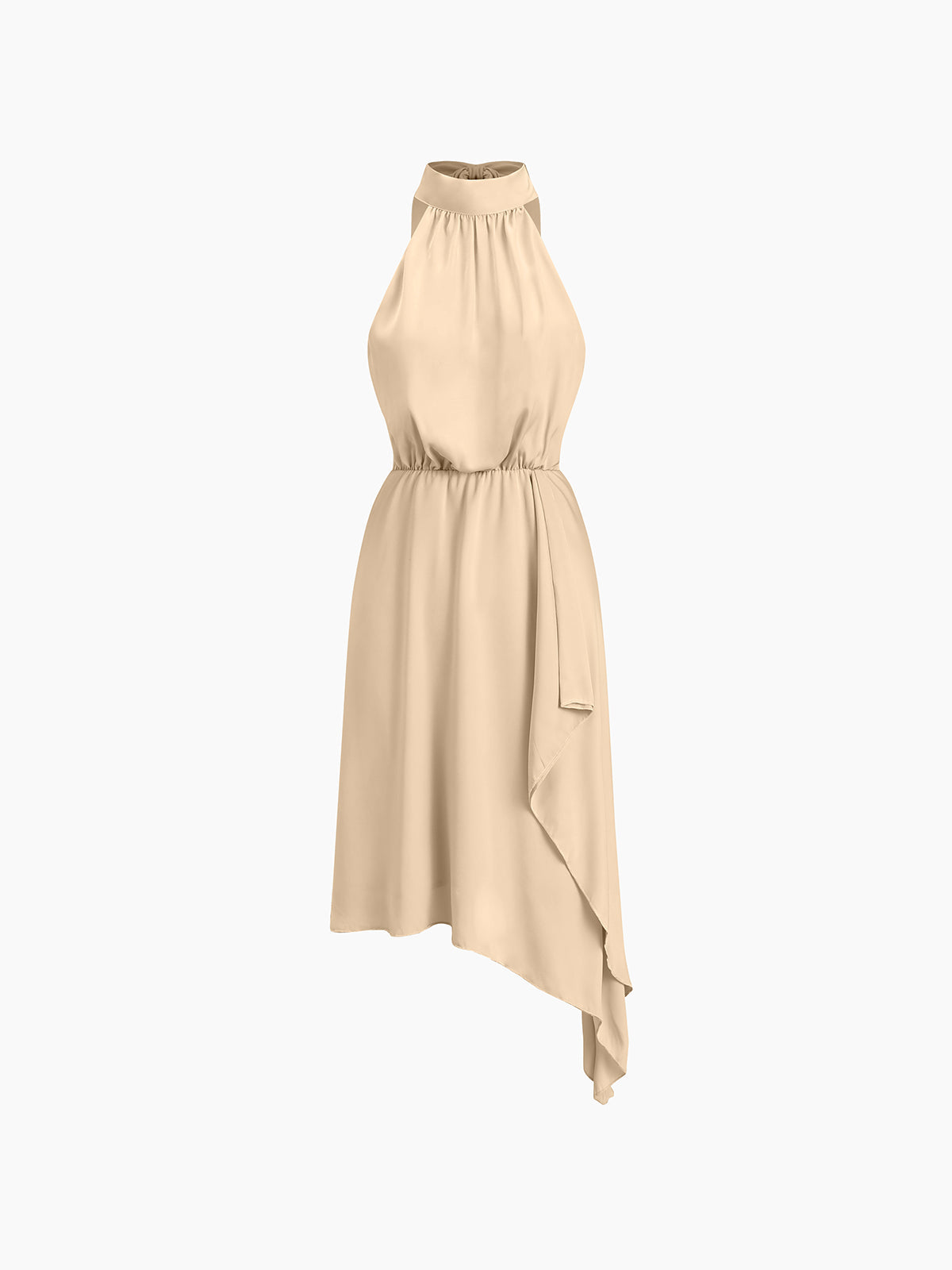 Cyflymder - Oblique Hem Tied Halter Short Dress