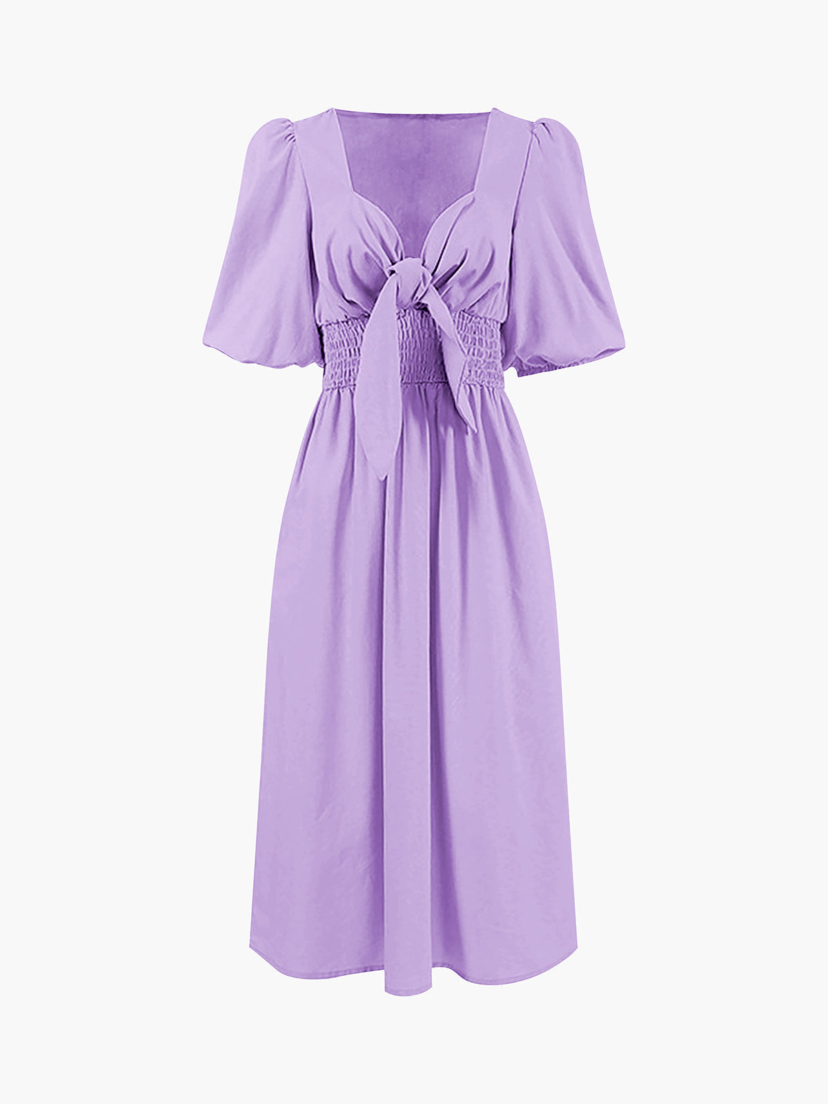 Cyflymder - Linen Cotton Front Tie Midi Dress