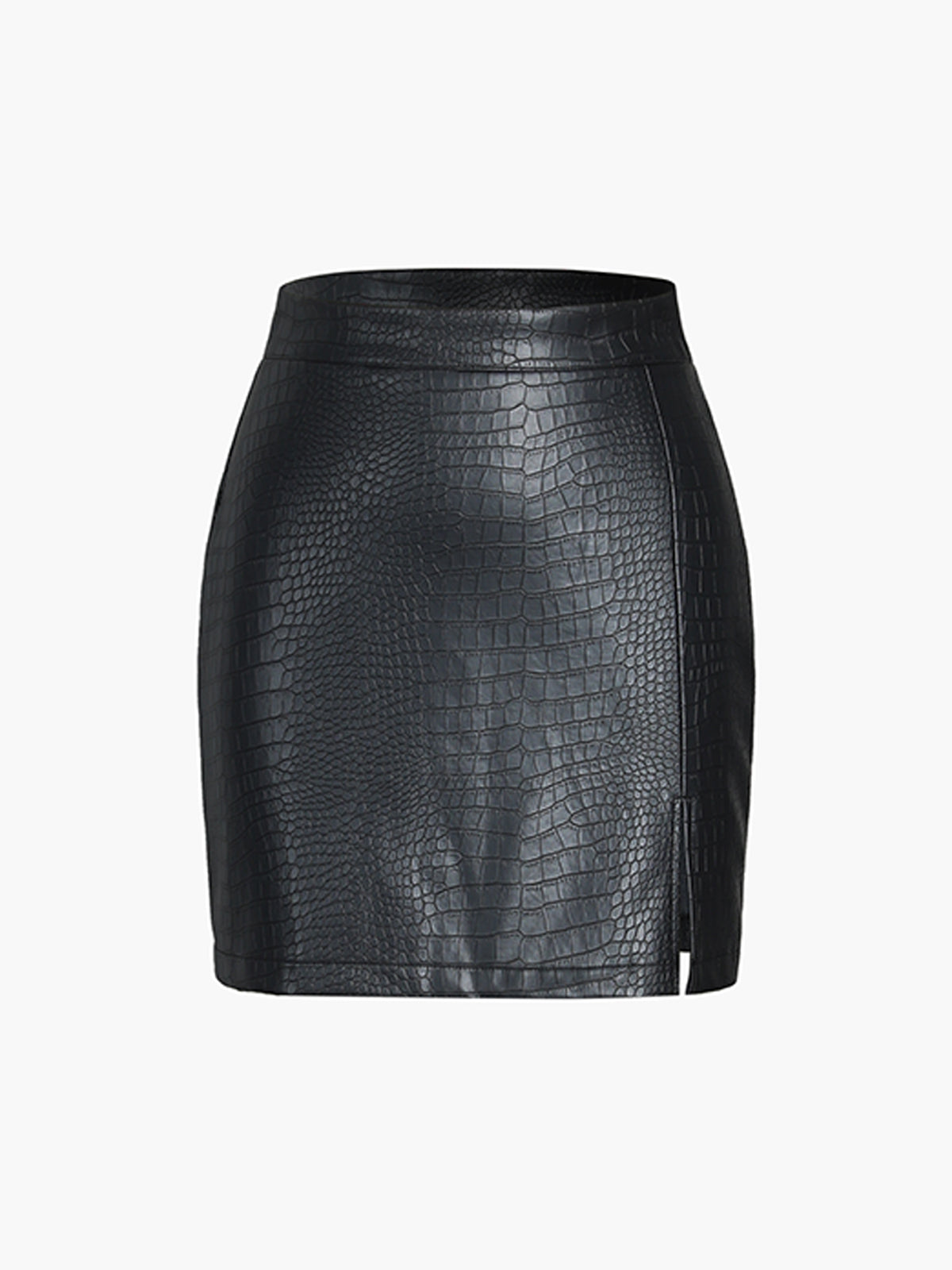 Cyflymder- Faux Leather Textured Mini Skirt