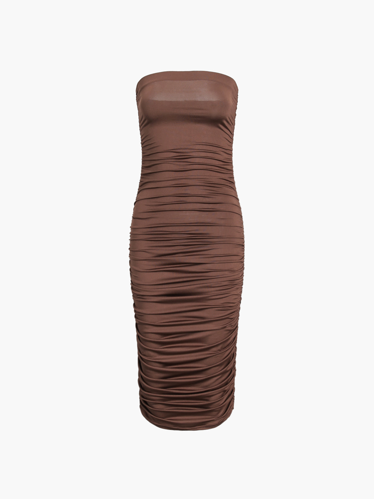 Cyflymder - Cocoa Beans Ruched Tube Midi Dress