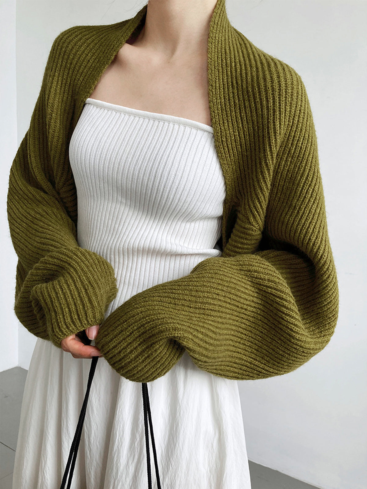 Cyflymder - Solid Open-Front Shrug Sweater
