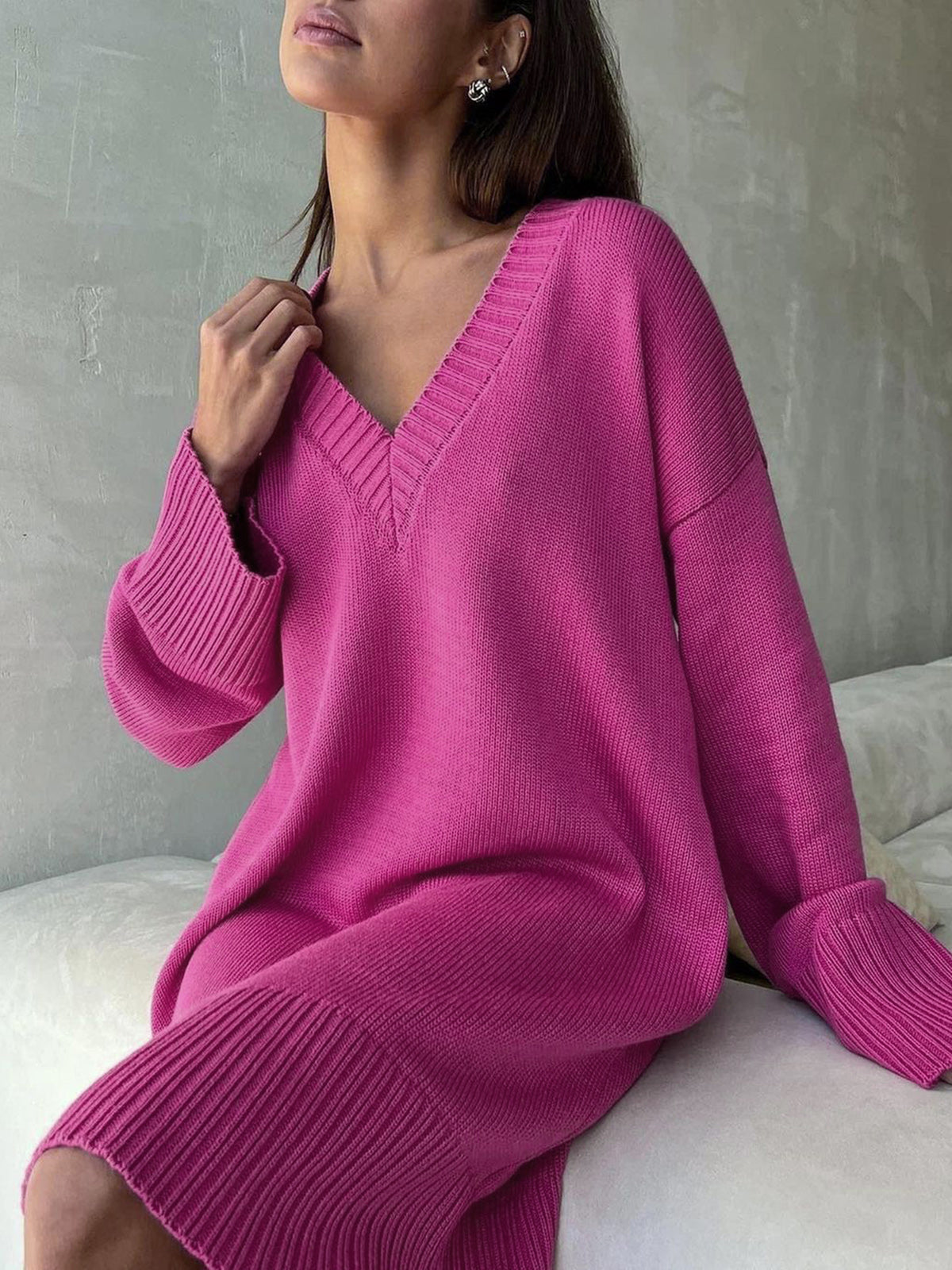 Cyflymder - Barbiecore Oversized Sweater Dress