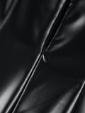 Cyflymder - Faux Leather Bodycon Midi Dress