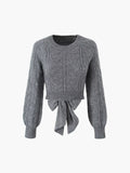 Cyflymder - Cable Knit Tie Back Crop Sweater