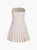 Cyflymder - Pinstripe Pleat Tube Short Dress