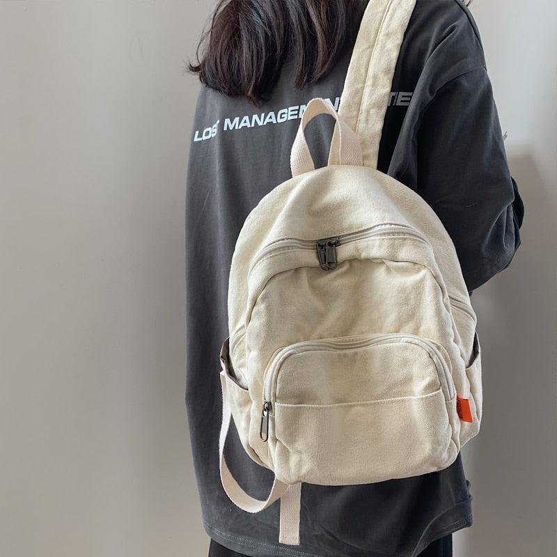 Japanese Girl Small Backpack Women Vintage Canvas School Backpack Bag for Teens Female Original Niche Ruckpack Ins School Bags