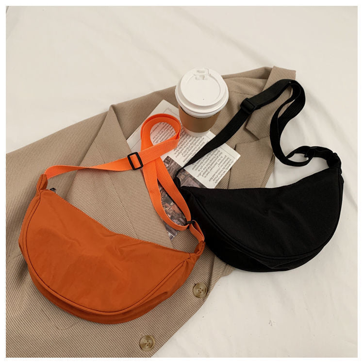 Cyflymder Orange Canvas Crossbody Bag For Women New Fashion Portable Casual Hobos Chest Bag Middle Students Shoulder Cross Body Bag