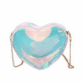 Cyflymder Summer Transparent Jelly Women Bag New Fashion Women's Laser Heart Chain Bag Shoulder Messenger Bag New Year Gifts for Women