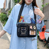 Cyflymder Women's Messenger Bags Ladies Canvas Printed Cute Bear Bag Lady Sweet Cartoon Student Shoulder Bag School Bag