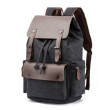 Cyflymder Fashion Canvas Backpack Bag Men Large Capacity Suit 17 Inch Laptop Drawstring Leather Cover Travel Rucksack Student Bookbag