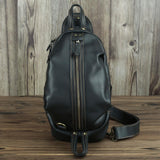 Cyflymder Unique Men's Crazy Horse Leather Chest Bag Real Leather Cowhide iPad Mini Male Single Shoulder Back pack Crossbody Bags